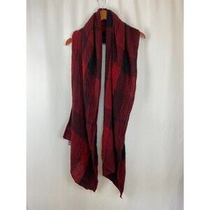 NWT David & Young Men's Scarf Black Red Plaid Checkered Lightweight Soft Warm